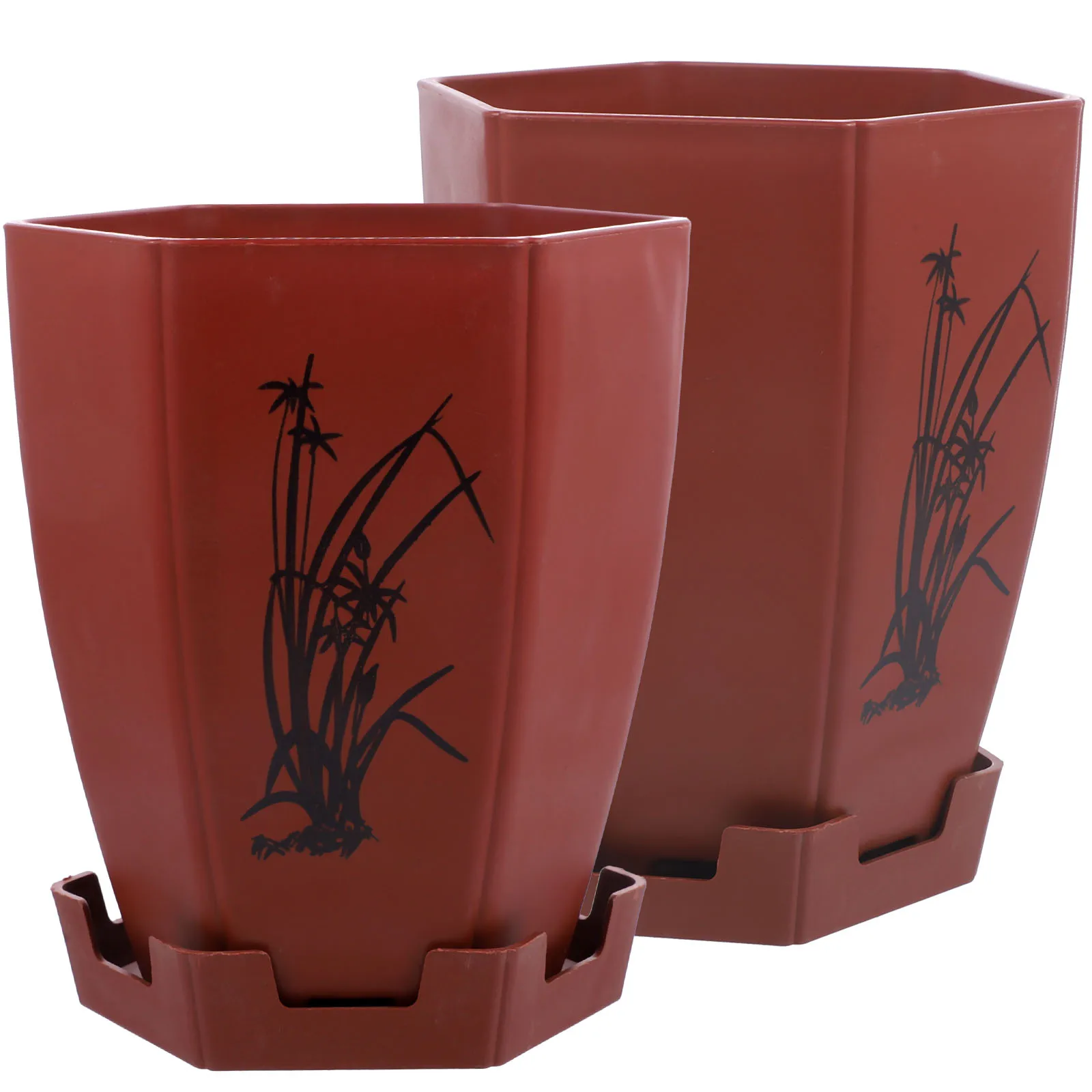 

2pcs Green Plant Pots Plastic Flowerpots for Indoor Plants Orchid Planters Nursery Pot with Drainage Holes Household Decor