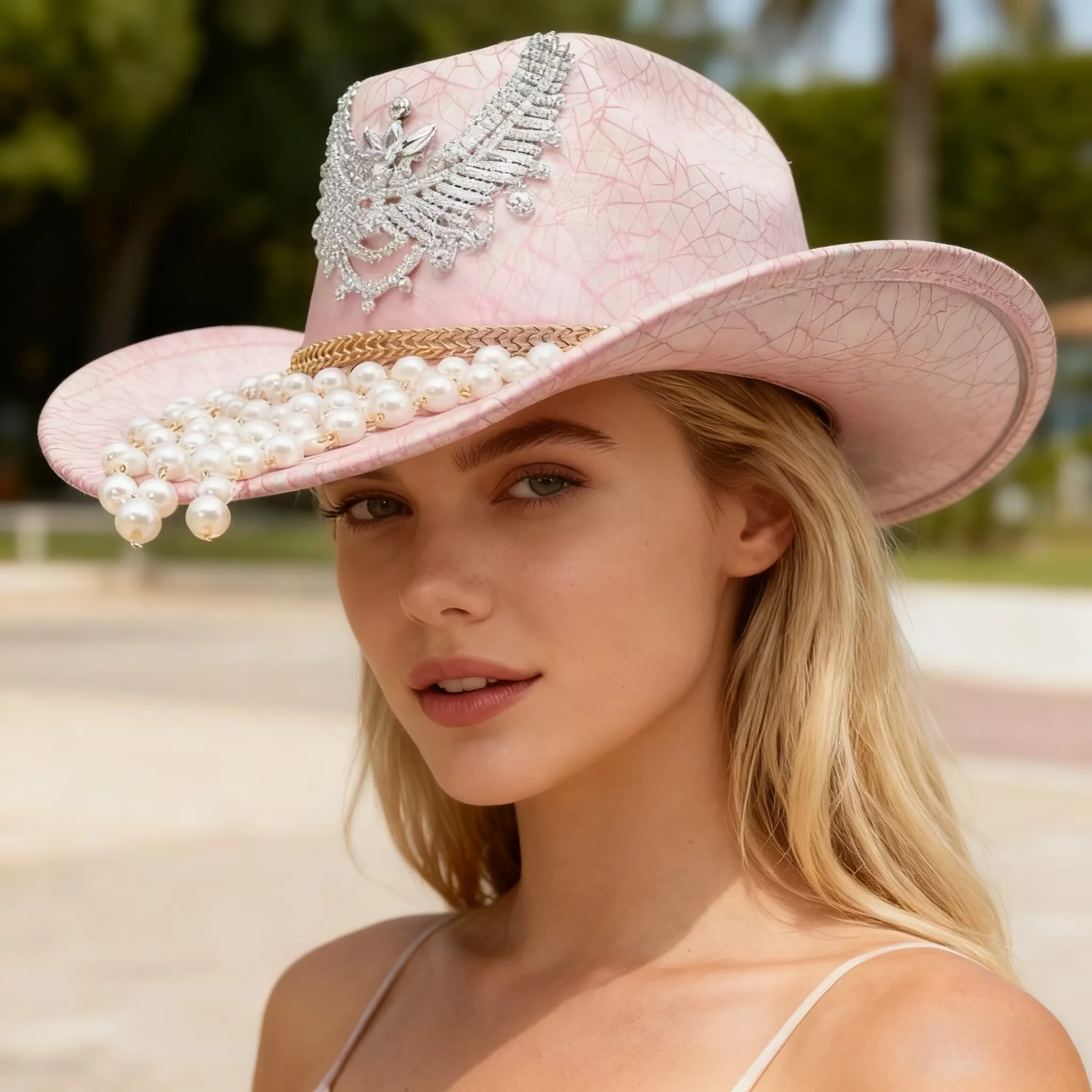 

HongLuan Western Glitter Pink Disco Cowboy Hat Rhinestone Woman - Cowboy Accessories & Country Cowgirl Hats for Adults Woman