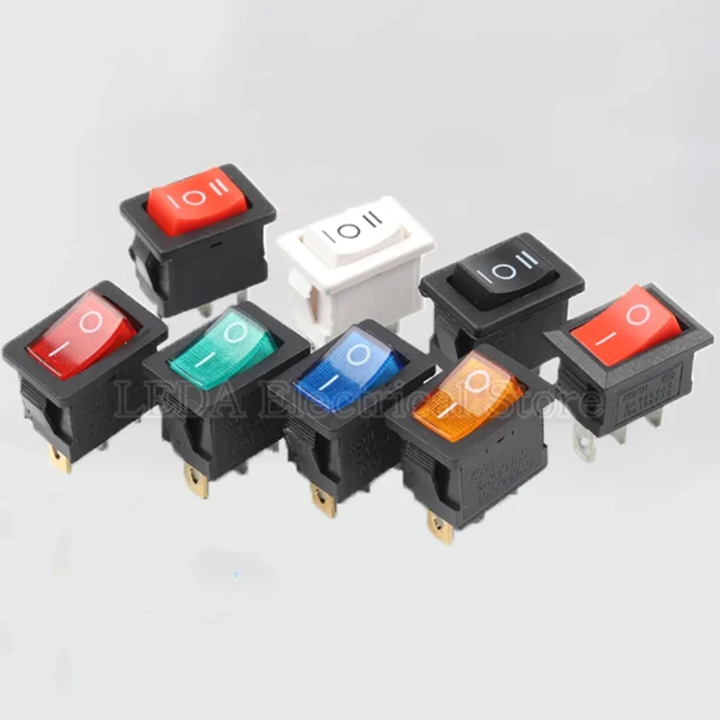 10Pcs KCD101 3Pin 2Pin 21*15mm 2Position 3Position AC 6A 250VAC 10A 125VAC Boat Rocker Switch ON OFF ON Switch KCD1 21x15mm