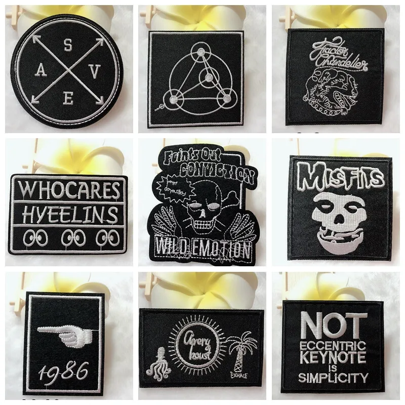 Dark Creative series Punk Embroidery Skull Patches Backpack Stickers Fabric Iron on Clothes Skeleton Clothing Accessories