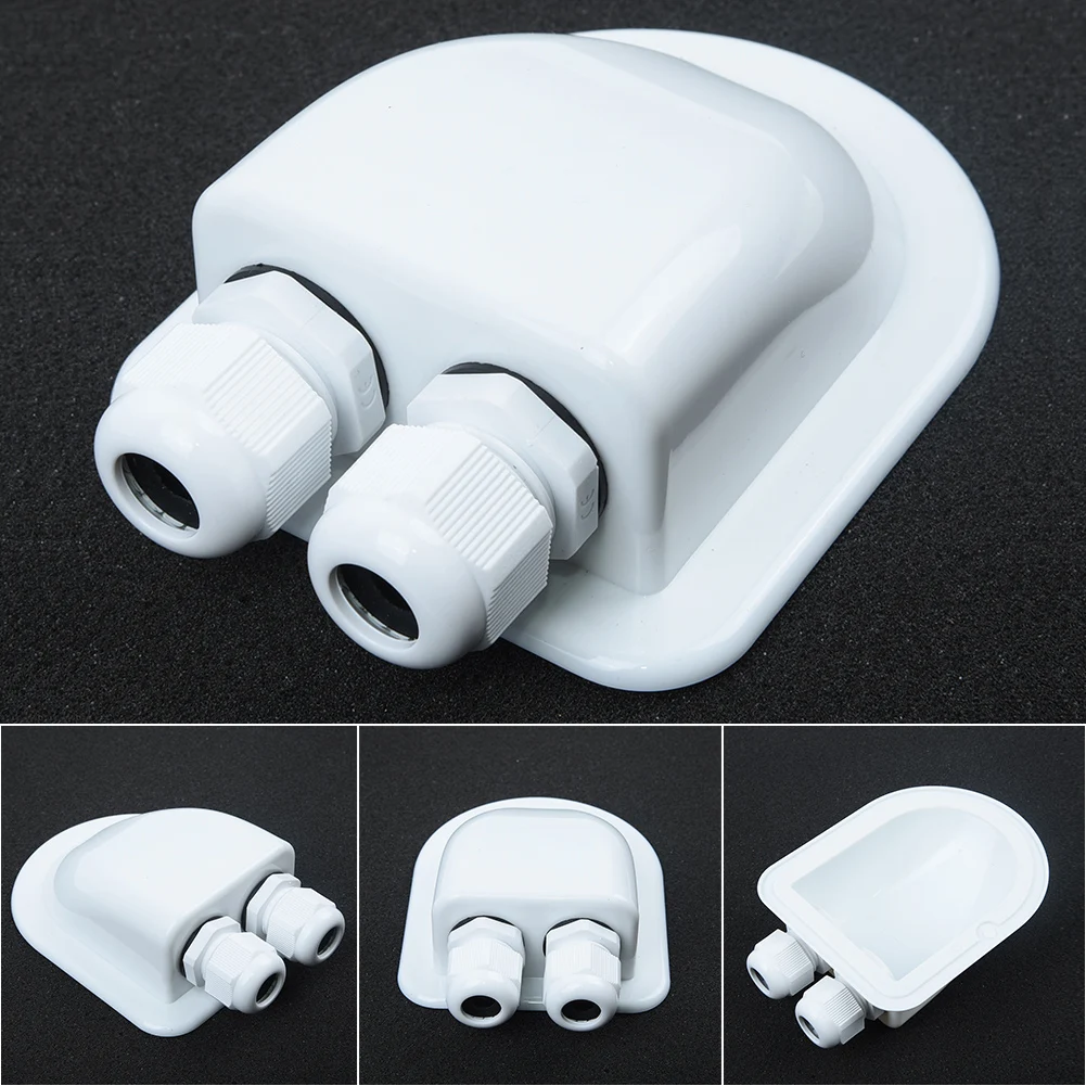 White Double Hole Anti-UV for Roof Wire Entry Gland Box For Motorhome for caravan RV Boat Yacht for camper Van With Connecting
