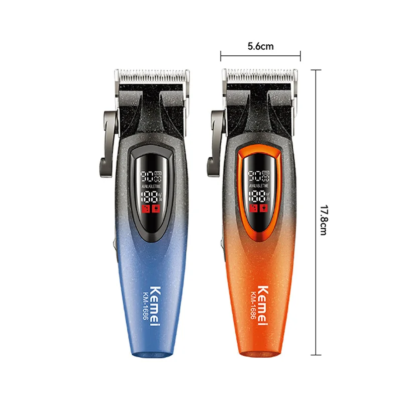 Kemei KM-1686 High-Speed Professional Wireless Hair Clipper for Salons,USB Rechargeable with HD Digital Display Hair Trimmer