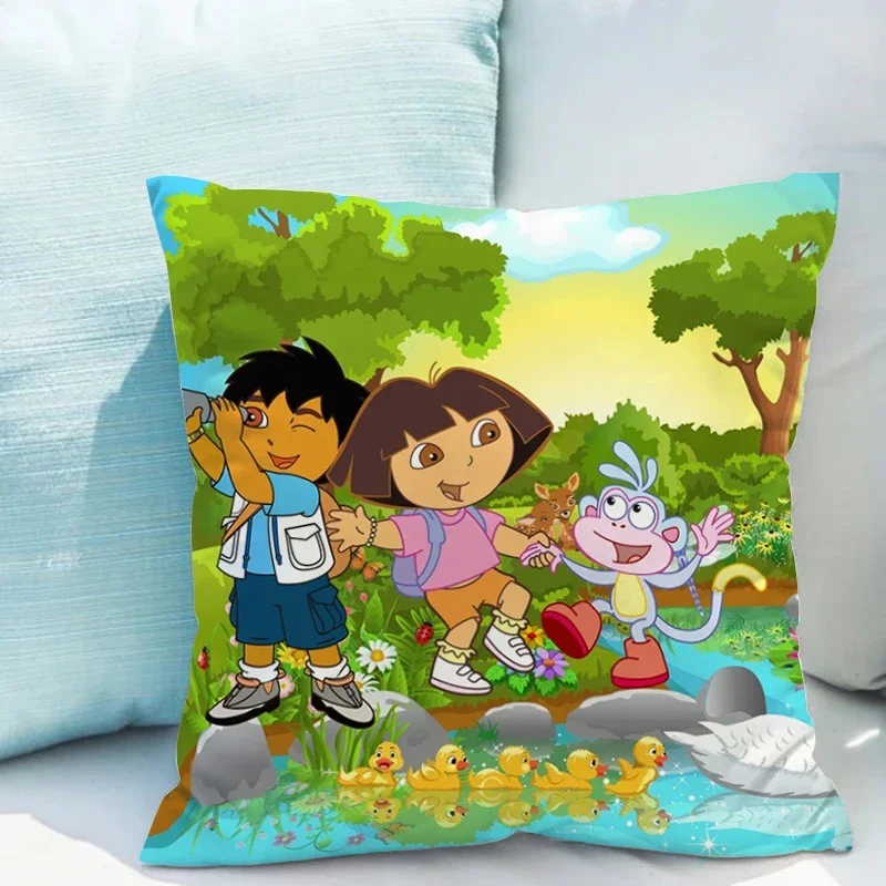 Pillowcase 45*45 D-dora the Explorer Decorative Pillowcases for Pillows Pillow Hugs Chair Cushion Cover 40x40 Fall Decoration