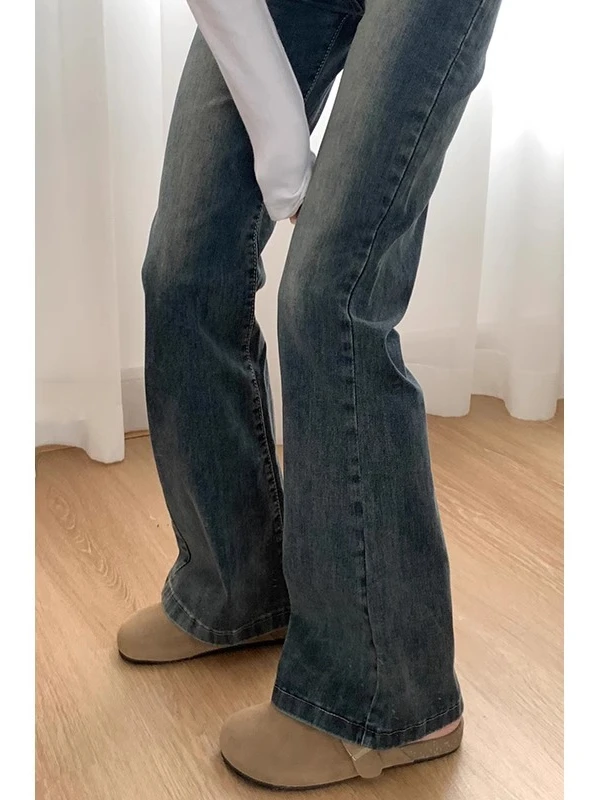 ハイウエストワイドレッグジーンズ女性の春秋スタイルブーツカットデニムパンツプラスサイズ隠しヒップ洋ナシ形ボディ痩身