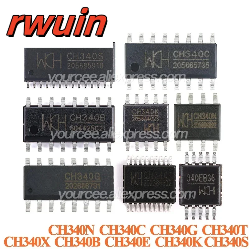 10pcs/1pc USB to UART Interface Chip CH340 CH340C CH340G CH340T CH340N CH340X CH340B CH340E CH340K CH340S Chip IC