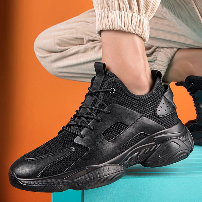 Men Breathable Mesh Casual Shoes Men Sneakers Men Skateboard Shoes Comfortable Platform Male Footwear Height Increase Insole 6-8