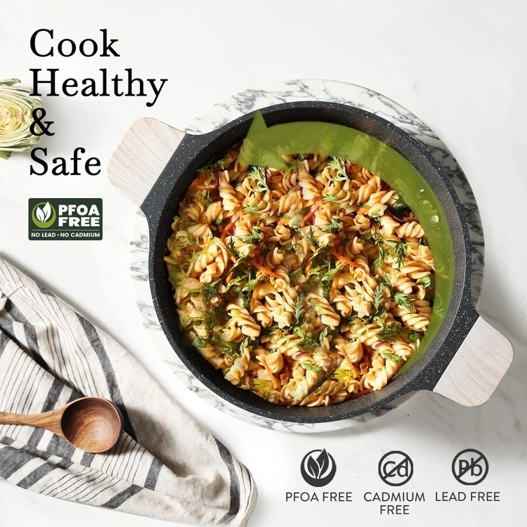 Nonstick Pots and Pans Set, Cookware Set Induction Kitchen Cooking Set w/Stock pot & Saucepans, CLassic Black 13pcs