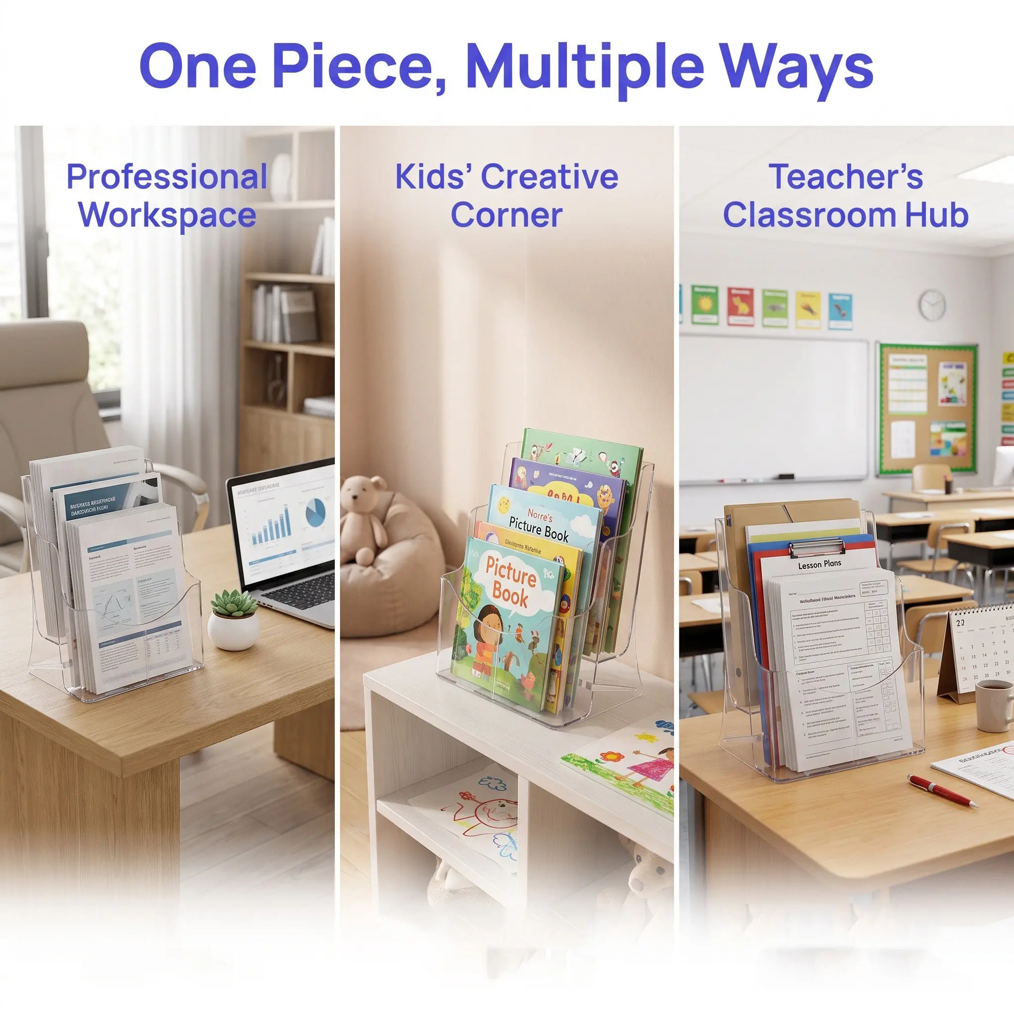 Acrylic Brochure Holder 2 Tier Clear Desktop Literature Display Rack Book Stand File Organizer 9x11
