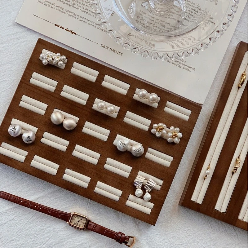 

Винтажный лоток для демонстрации ювелирных изделий, роскошные лотки для хранения колец, органайзер для колец и сережек, деревянный реквизит для съемки ювелирных изделий