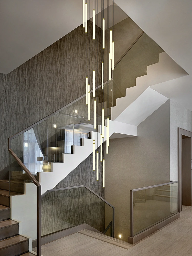 2023 Long Strip Staircase Pendant Lamp Villa Family Staircase Hotel Lobby LED Pendant Lamp Creative Decoration Long Pendant Lamp