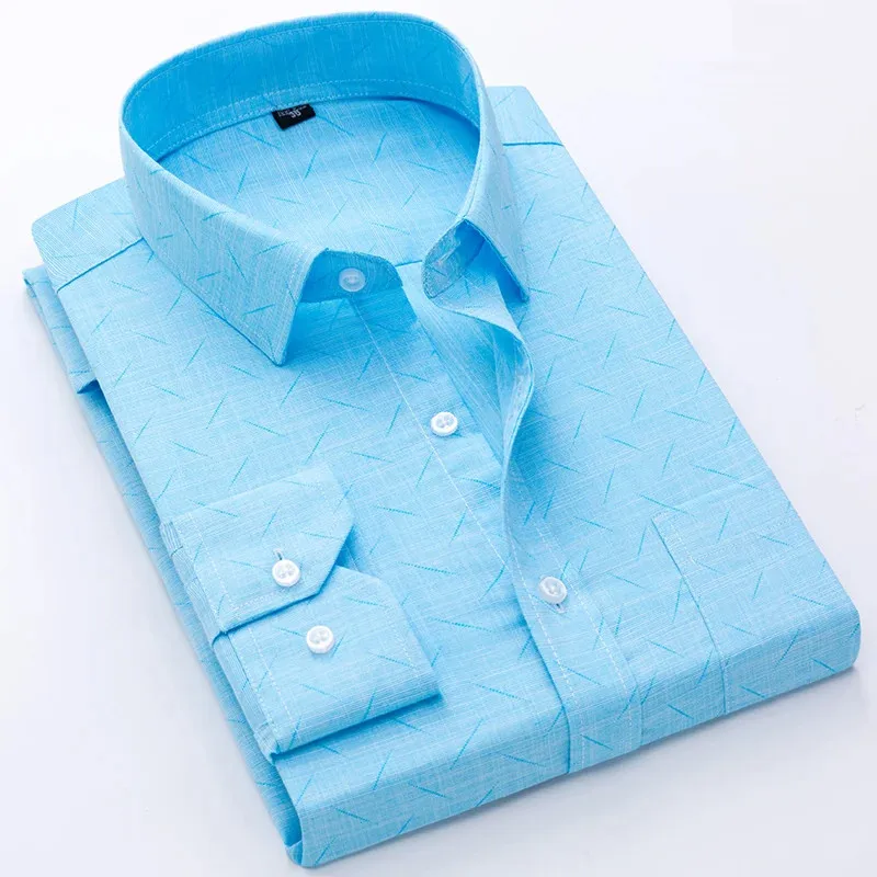 2024 New Men\'s Fashion Printed Shirt Spring/Summer Long Sleeved Single Pocket Casual Comfortable Business High Quality Top S-4XL