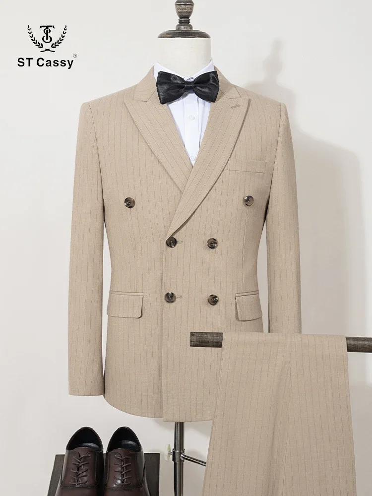 ST Cassy High Quality Striped Suits for Men Slim Fitting Luxury Man Clothing Elegant Mens Suit Wedding Trends Costumes - view 3