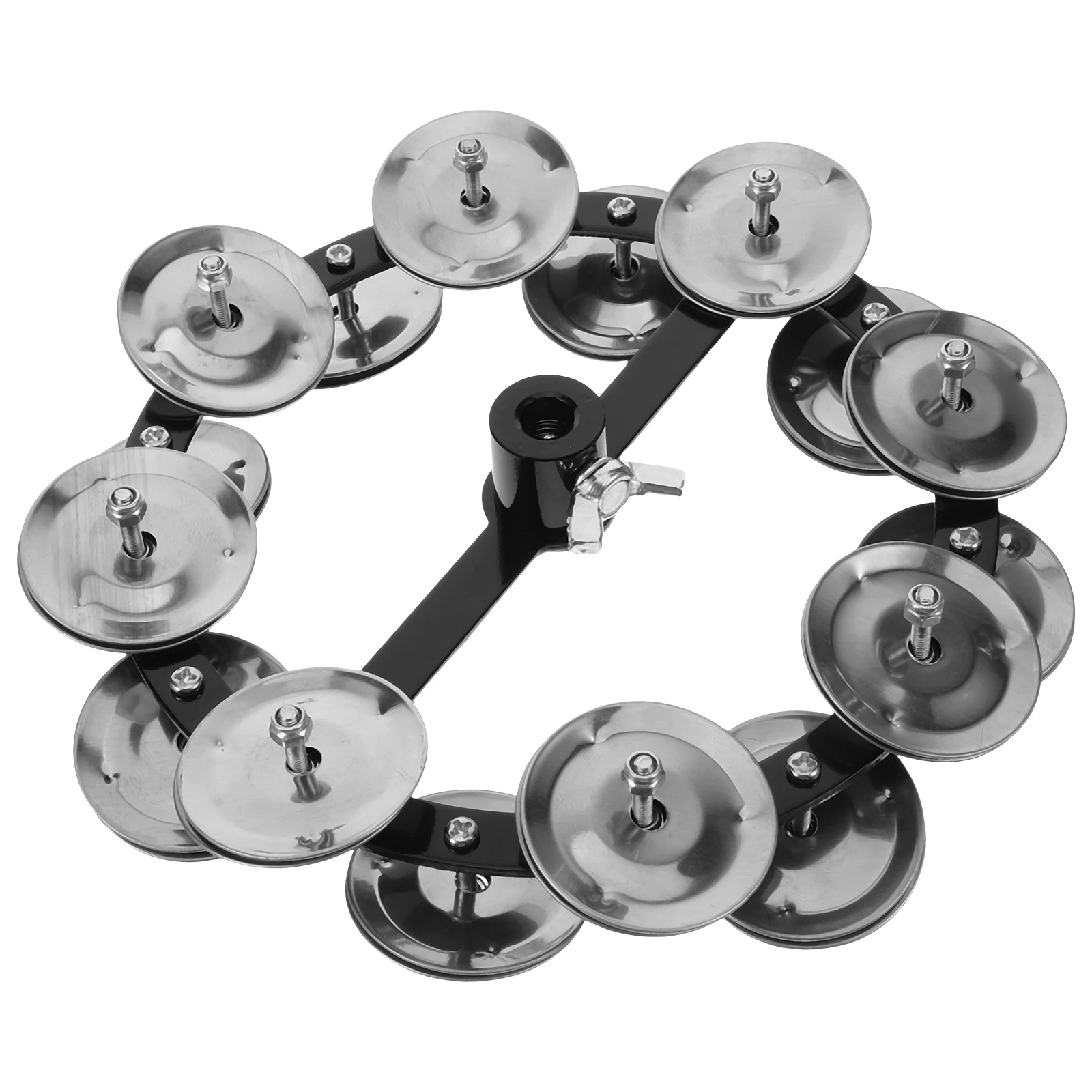 

Hi-hat Tambourine Silver Double Row Cymbal Bell Drum Set Accessory Percussion Instrument Clear Sound Sturdy Material
