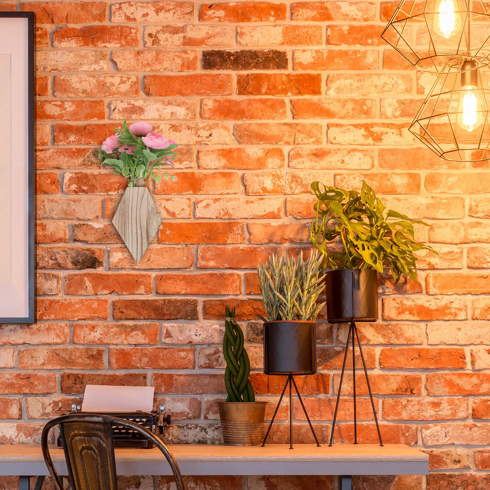 Wood Wall Planter Hanging Planter Box Modern Indoor Decor for Living Room Bedroom Bathroom Farmhouse Style Wood Wall Hanging view 3
