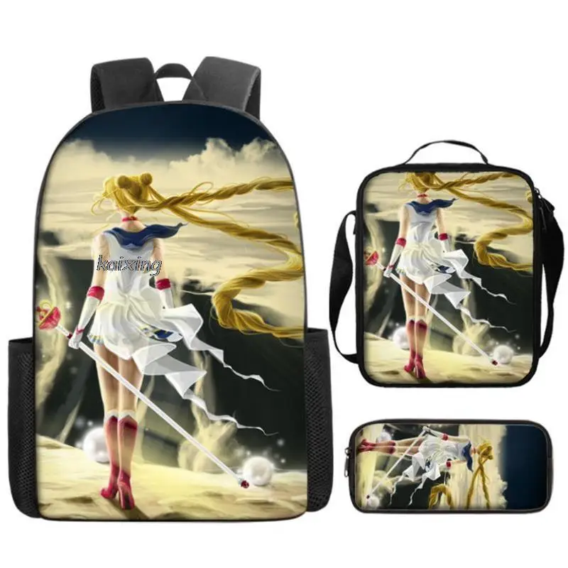 Plecak Sailor Moon Printe Princess 1-6 w klasie ortopedycznej 3 sztuki kreskówka Mochila Escolar powrót do szkoły