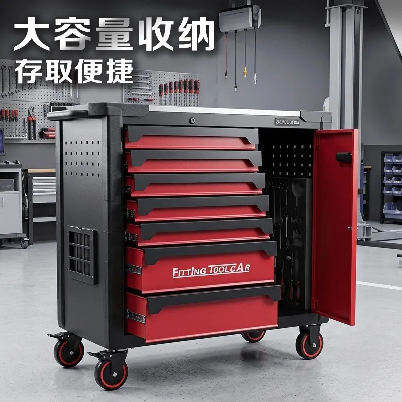 7th floor heavy tool truck with side door metal countertop, auto repair workshop mobile storage tool cabinet