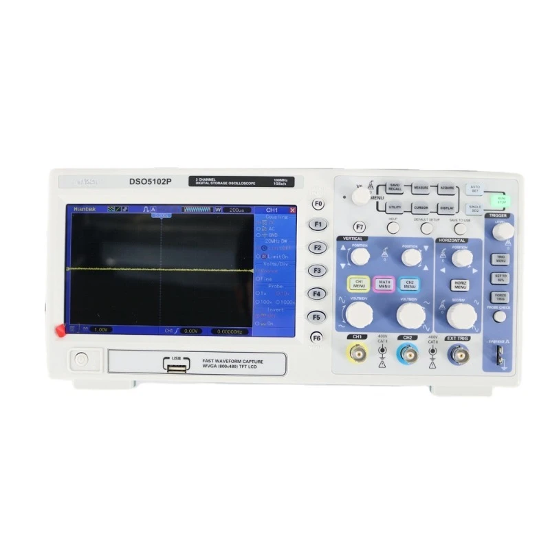 

DSO5102P Digital Storage Oscilloscope 100MHz 2Channels 1GSa/s 7'' TFT LCD Support Russian Spanish,Korean
