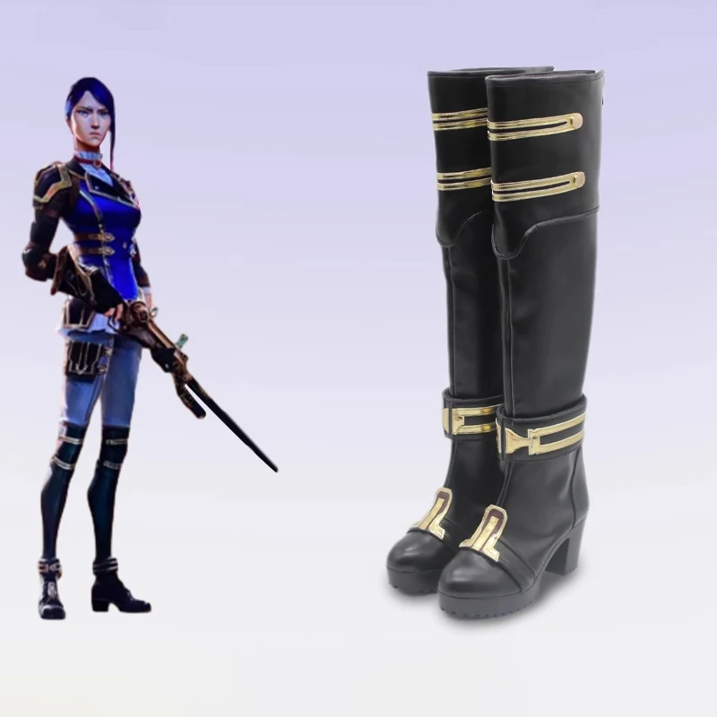 Anime Arcane 2 Caitlyn Cosplay Sapatos Botas de Salto Alto Para Mulheres Meninas