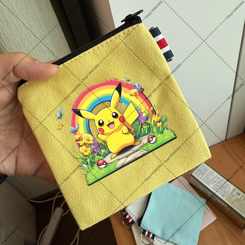 Pokemons Pikachu Mini Purse Cartoon Anime Pattern Print Kawaii Coin Purses Unisex Cute Wallets for Women Men Wallet Party Gifts - view 4