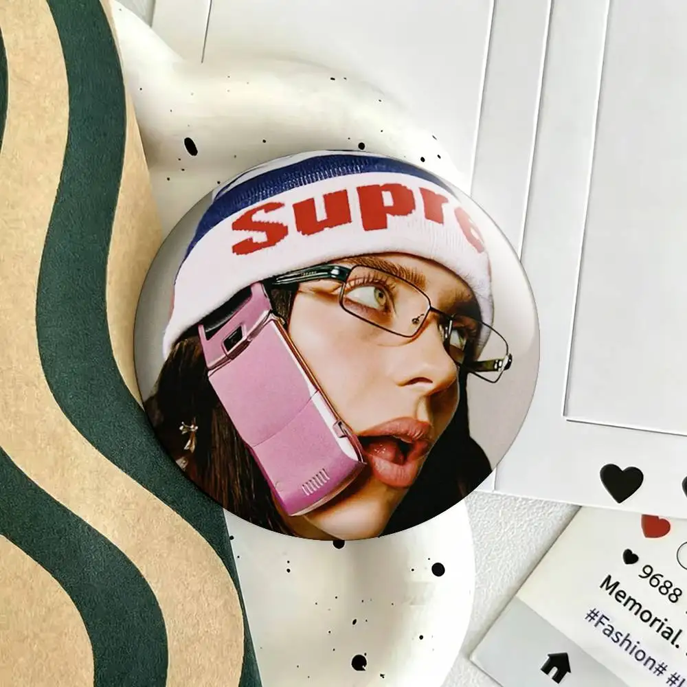 B-Billie E-Eilish Badges 25 32 44 58 75 mm Round Fans Collect Friends Gifts Brooch Souvenir