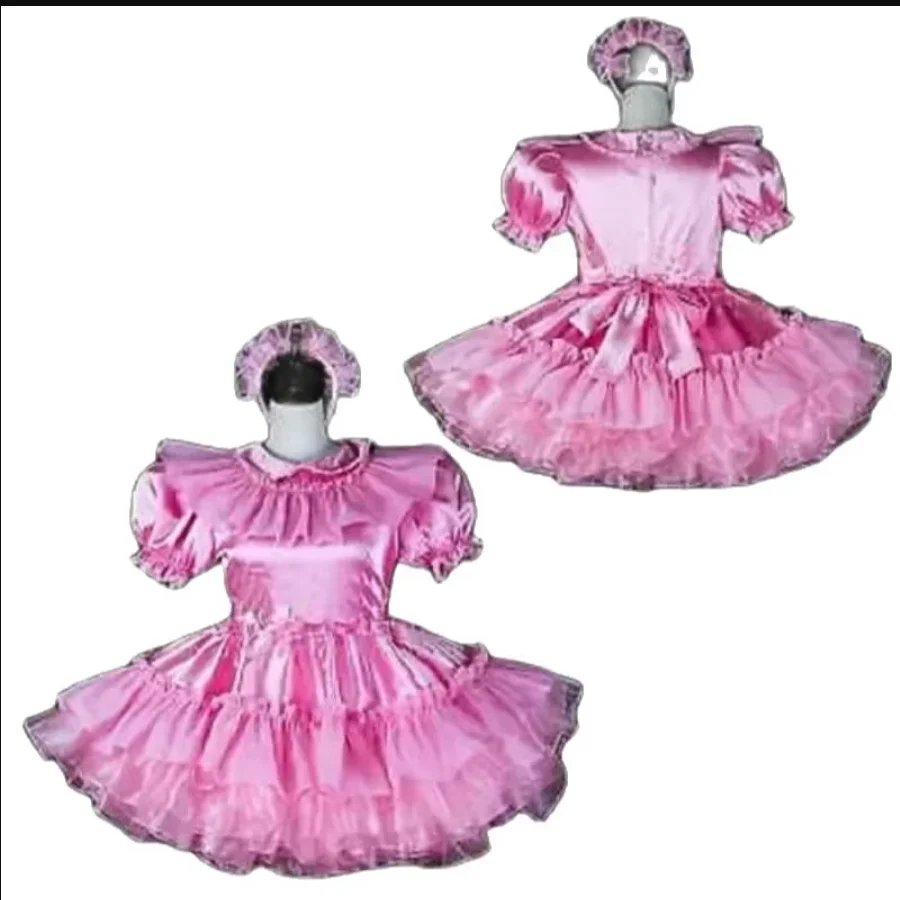 

Pink Lapel Fluffy Shoulder and Ruffled Lace Surrounding Short Sleeves Elastic Cuffs Multi-layer Thin Gauze Skirt Hem Short Skir