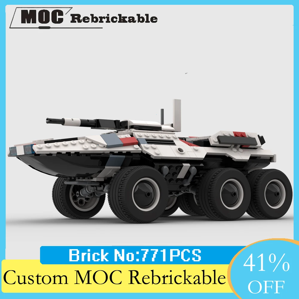 MOC Building Blocks M35 Mako Mass Effect Land Chariot War Tank Model Bricks Vehicle Car DIY Assemble Children Birthday Gift Toys