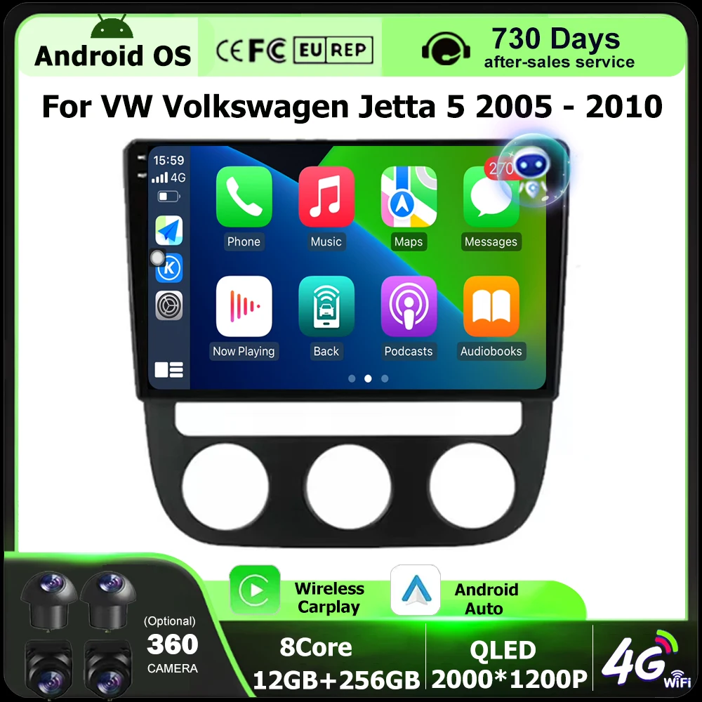 

Wireless Carplay For VW Volkswagen Jetta 5 2005 - 2010 Android Auto Car Radio GPS Navigation Multimedia Player Tools 4G WIFI BT