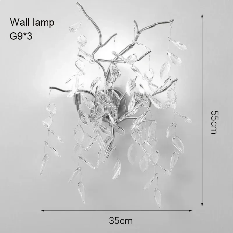 

Silver Crystal Ceiling Chandeliers Dining Living Room Bedroom Kitchen Table Crystal Branches Pendant Chandeleir Lights