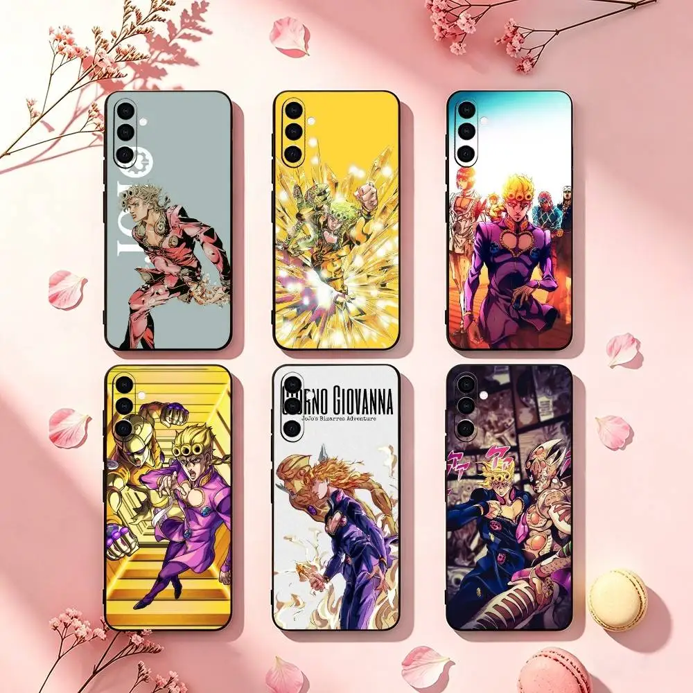 Anime J-JOJO Giorno G-Giovanna Phone Case Black Silicone Soft For Samsung Galaxy A73,A72,A71,A70,A53,A52,A51