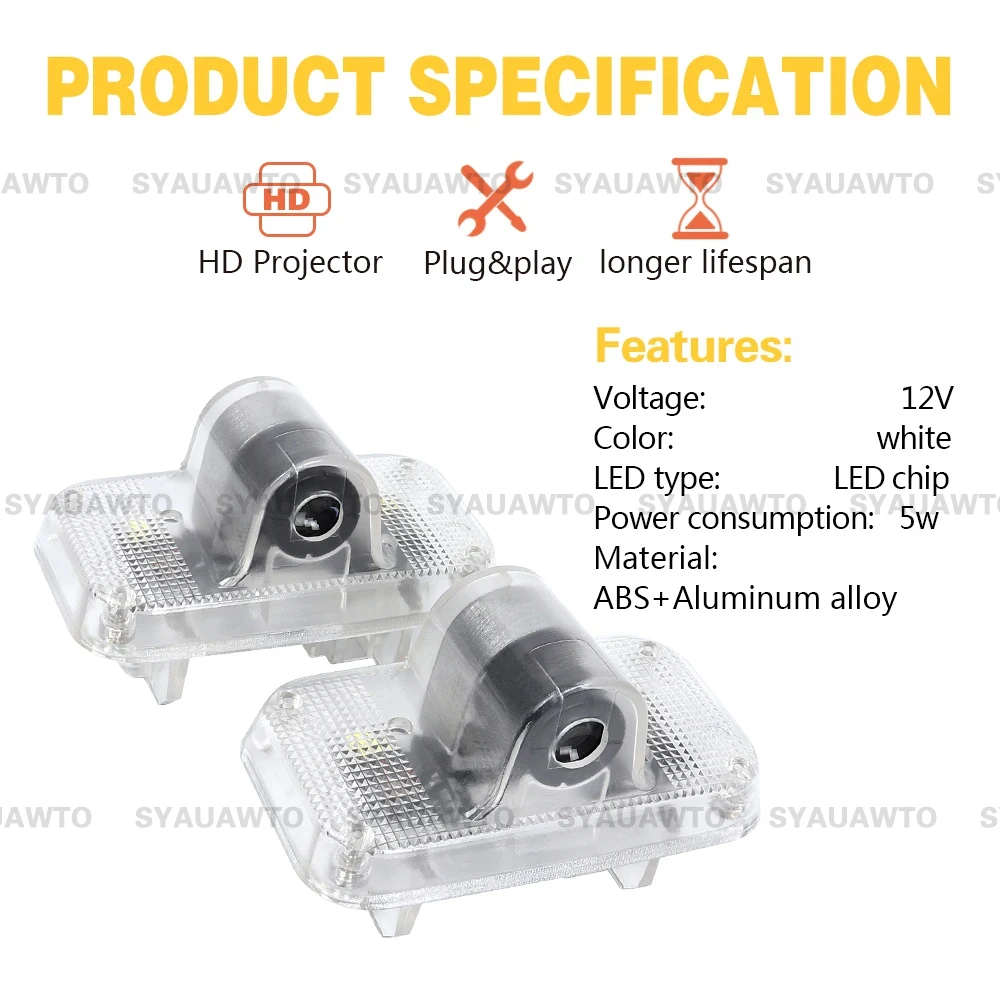 2x LED Car Door Welcome Light Projector Accessories For Nissan Sylphy X-trail T31 Murano Z51 GT-R R35 Old Teana J31 2003-2016