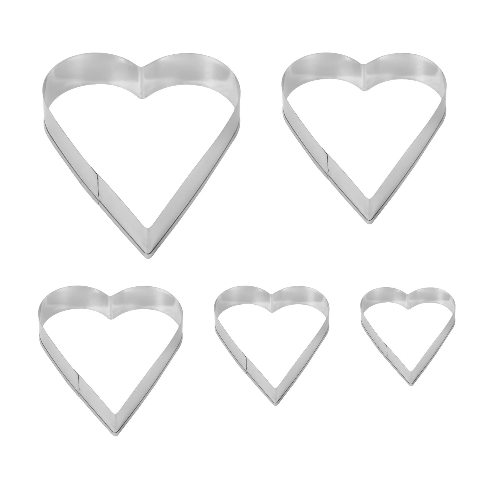 5 Pieces Heart Shape Cookie Cutter Set Valentine Cookie Cutter Stainless Steel Heart Cutter Valentine's Day Present