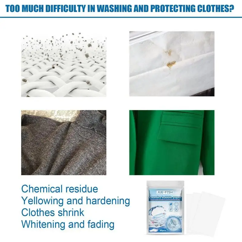 30Pc/bag Laundry Tablets Sheet Underwear Children Clothing Laundry Soap Concentrated Steril-ize Deep Cleaning Powder Detergent