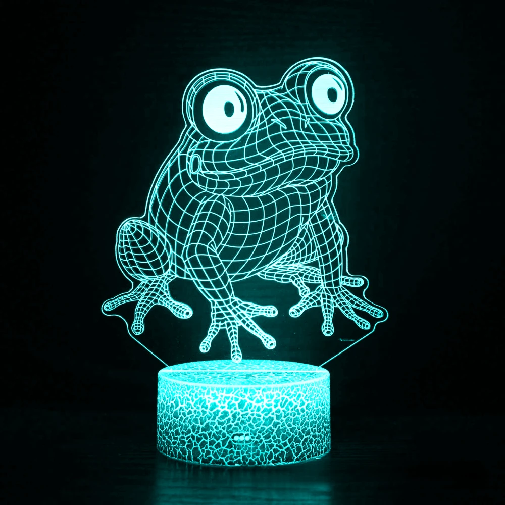 Nighdn Frog 3D Night Light 7 Color Change LED Table Lamp for Kids Room Decor Child Nightlight Baby Room Decor Cartoon Gifts