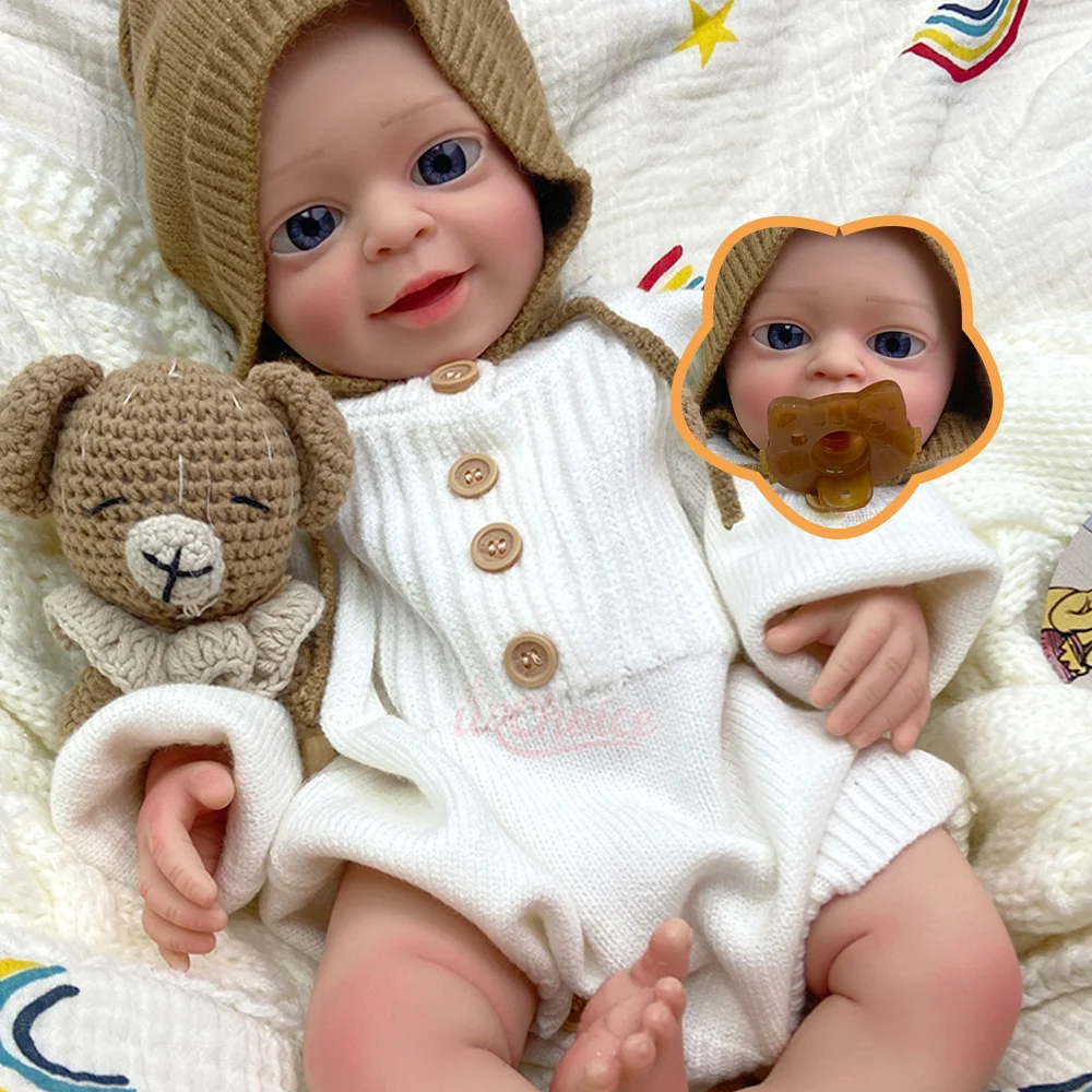 18-calowa Realistyczna Lalka Reborn z Otwartymi Oczami, Miękka Silikonowa Lalka Reborn Chłopiec, Ręcznie Robiona, Miękka w Dotyku, Noworodek dla Dzieci, Prezent na Urodziny