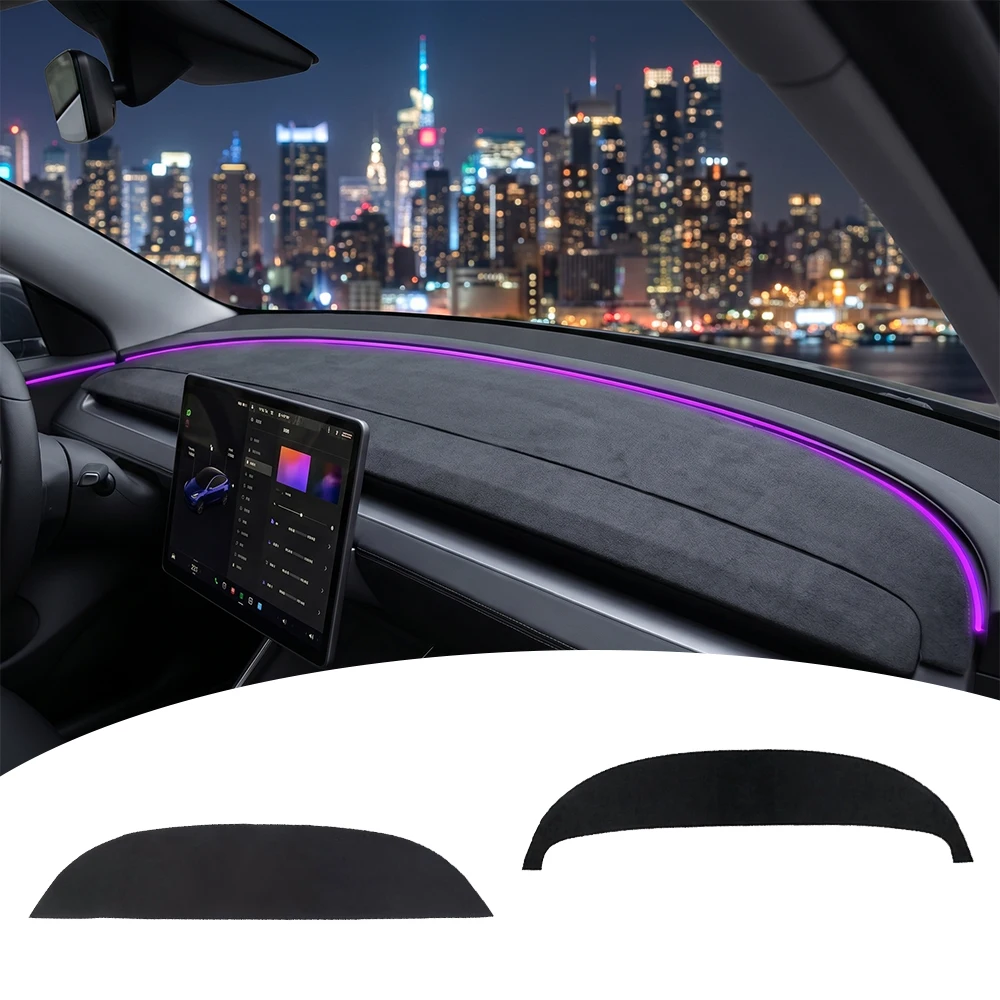 Для Tesla Model 3 Highland, Model Y Juniper, Model 3/Y, Model YL: Накладка на приборную панель автомобиля, замшевый солнцезащитный коврик, анти-УФ-защита, нескользящие подкладки