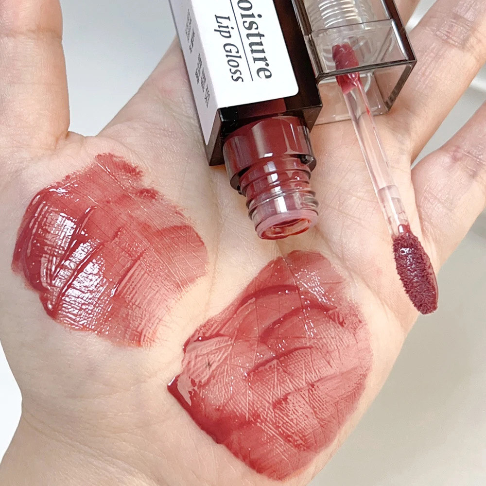 Clear Jelly Lip Gloss, batom líquido hidratante água, copo antiaderente impermeável de longa duração, matiz vermelha nua, cosméticos para maquiagem de lábios