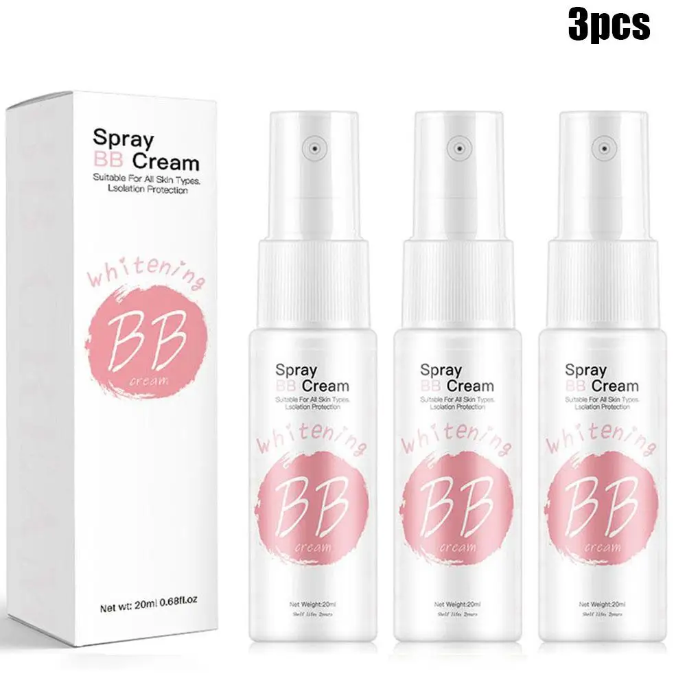 Base hidratante blanqueadora, Spray BB Cream, corrector, ilumina la cara, belleza, maquillaje de alta cobertura, 20ml, 1/2/3 piezas