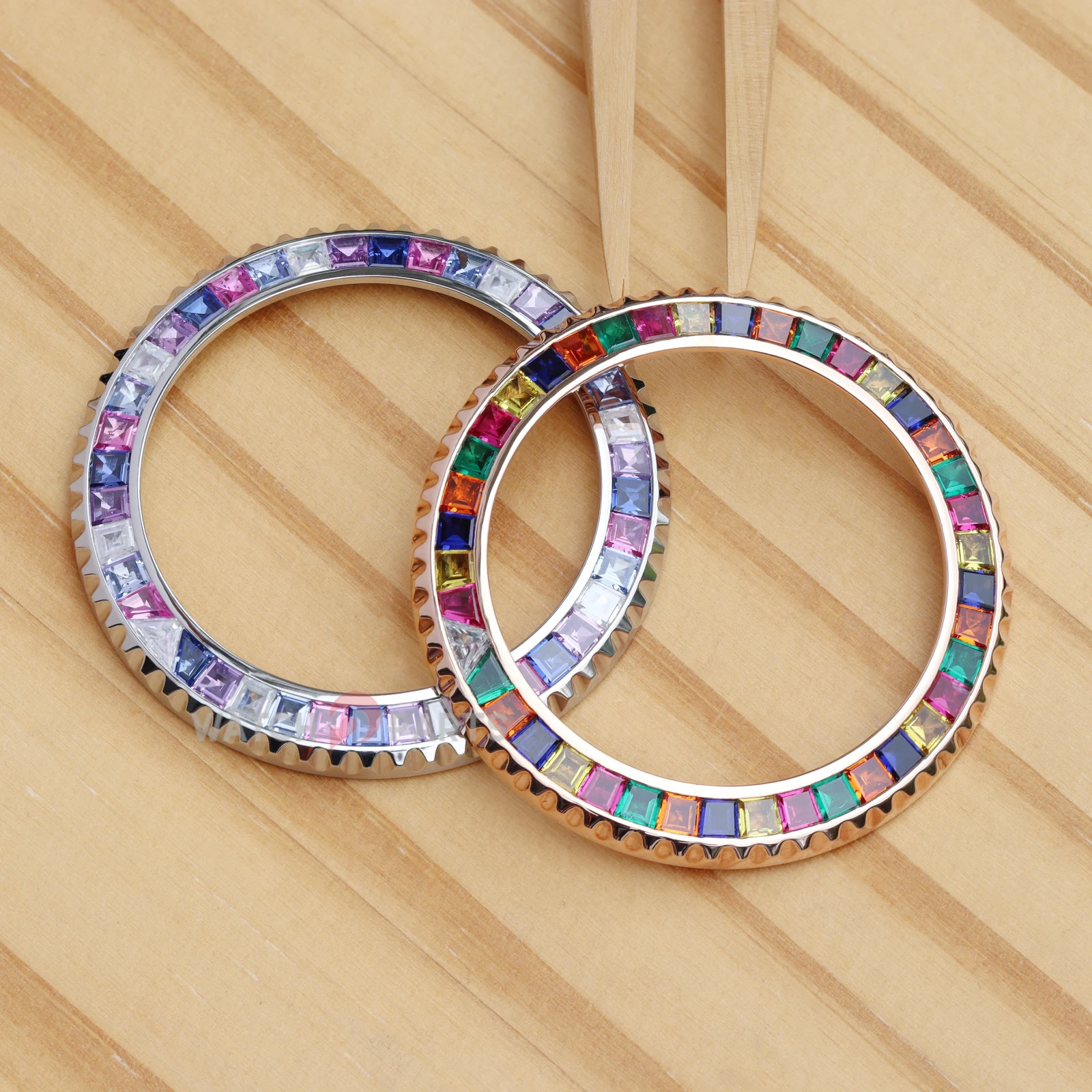 

Watch Bezel for Rolex Yacht-master 40mm Watch Rubies & Synthetic Blue Sapphire/Purple Spinel & Moissanite