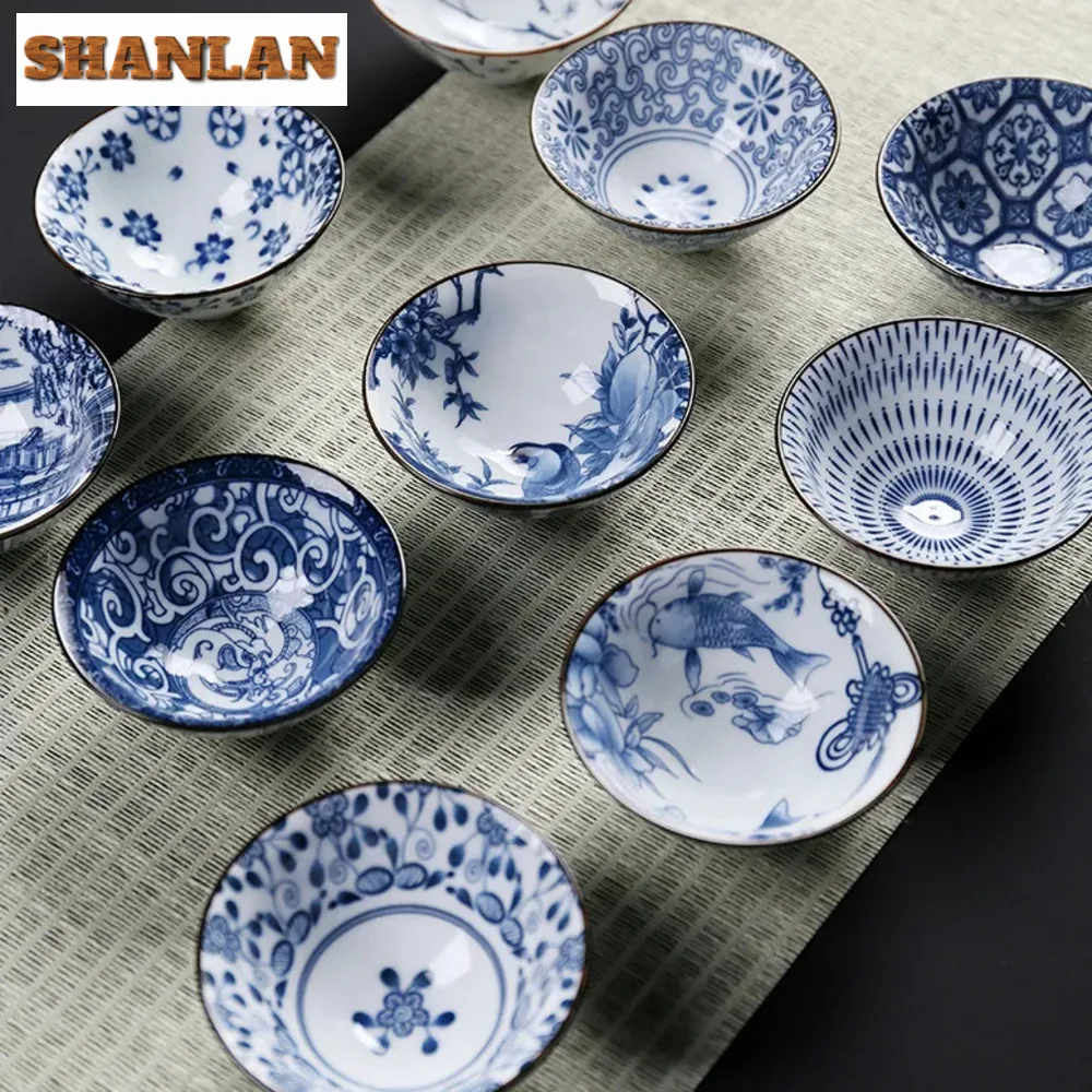 Chińska niebiesko-biała porcelanowa filiżanka do herbaty Ręcznie malowany zestaw do herbaty Mała miska do herbaty Kwiatowe filiżanki do herbaty Akcesoria do napojów Hurtownia