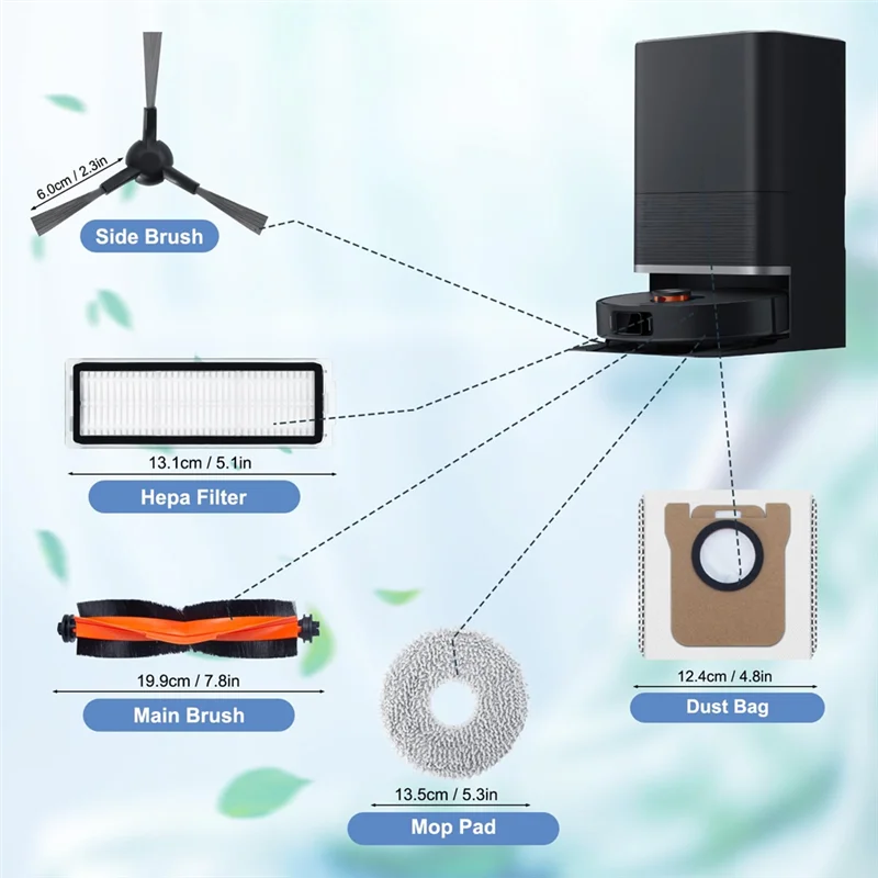 Kit d'accessoires pour aspirateur Robot Xiaomi X20 Max / X20 Pro, brosse principale, filtres HEPA, vadrouilles, sacs à poussière, brosses latérales
