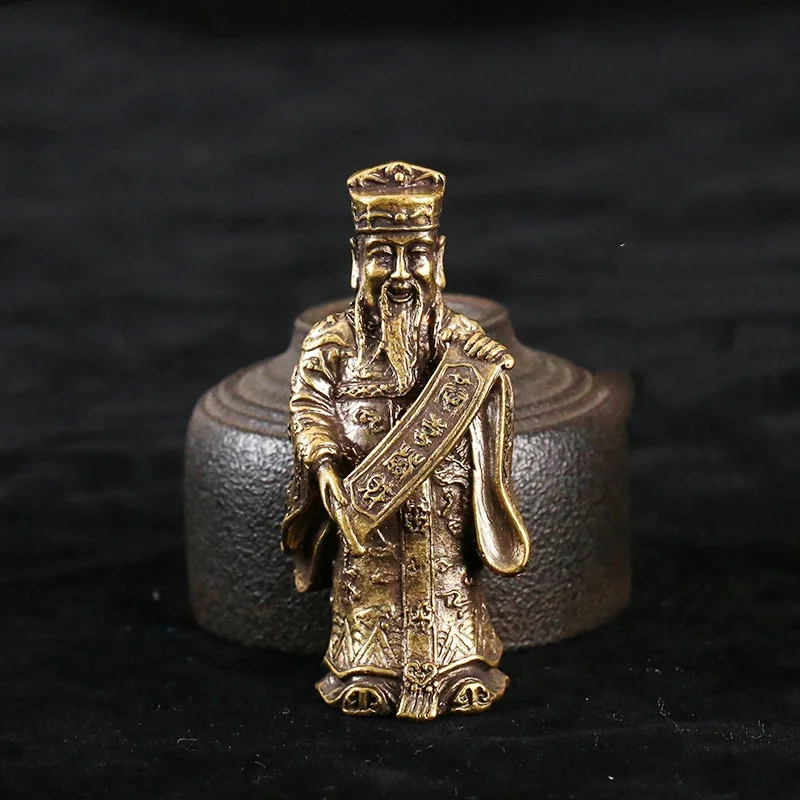 

Antique brass mini God of Wealth statue ornament attract wealth Buddha statue home desktop Decoration crafts