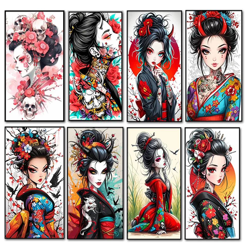 Japanese Geisha Woman Diy Diamond Painting New Handicraft Halloween Gift Cross Stitch Mosaic Diamond Embroidery Home Decor