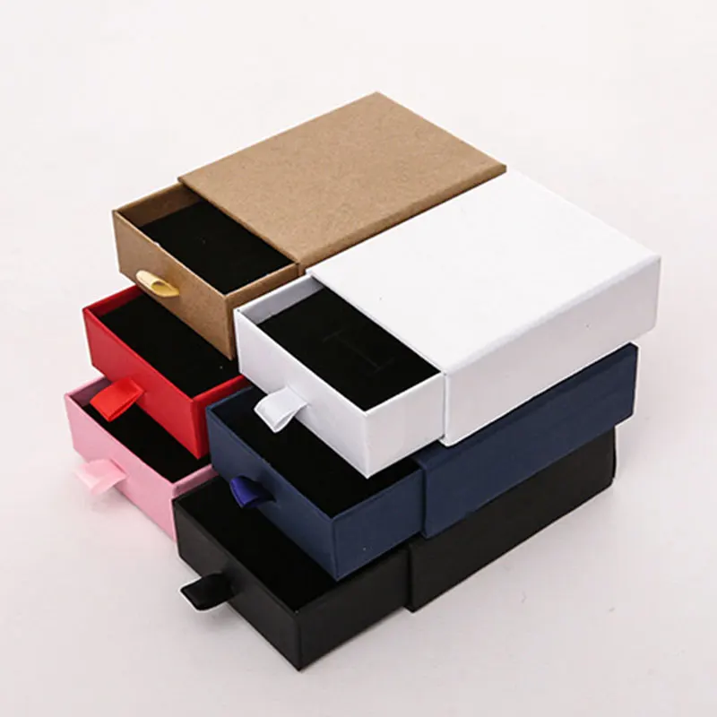 Necklace Box Fashion Jewelry Boxes and Packaging Drawer Box Ring Bracelet Necklace Earring Holder Display Paper Gift Boxes