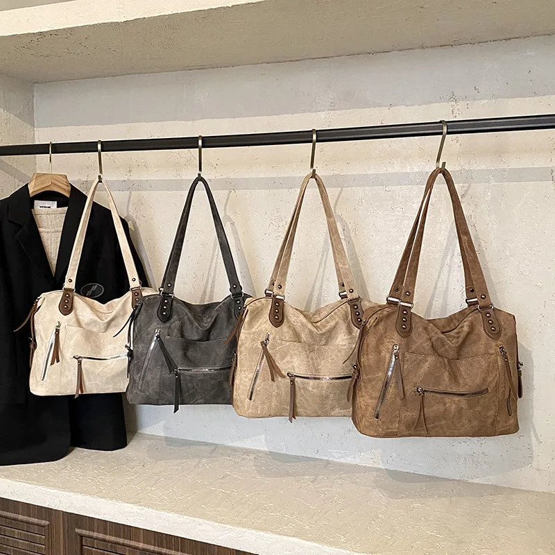 

2025 Winter Vintage Tote Bag, Spacious Crossbody Purse, Chic Shoulder Bag, Casual Day to Night Sling, Textured Top Handle Bag