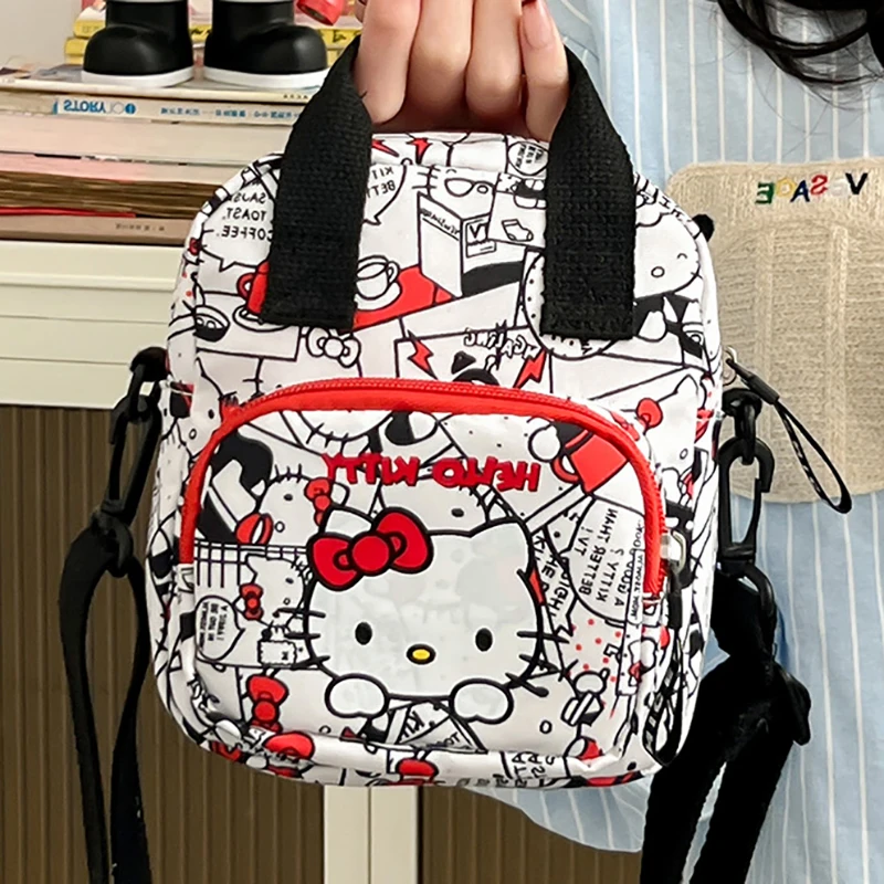 MINISO Hello Kitty nadruk kreskówkowy torba damska na co dzień śliczna dziecięca torba typu Crossbody torba na ramię regulowany pasek na ramię