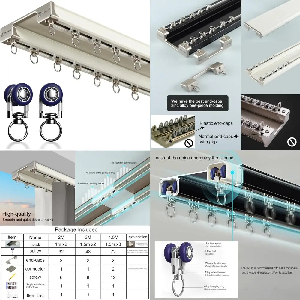 مسار ستارة السقف ذو الصف المزدوج - ستارة مثبتة على السقف قضبان مزدوجة للستائر والستائر وفواصل الغرف - ستارة منزلقة Ra