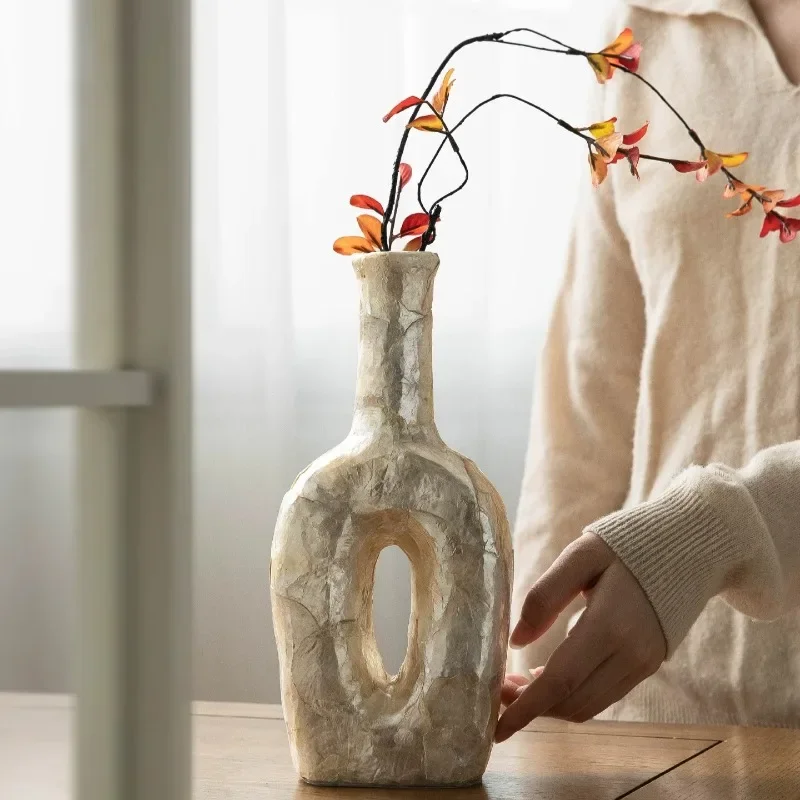 Shell Decorative Vase High-end Living Room TV Cabinet Desktop Art Ornament تحف كبيره للمنزل Jarrones Floreros Altos Room Decor