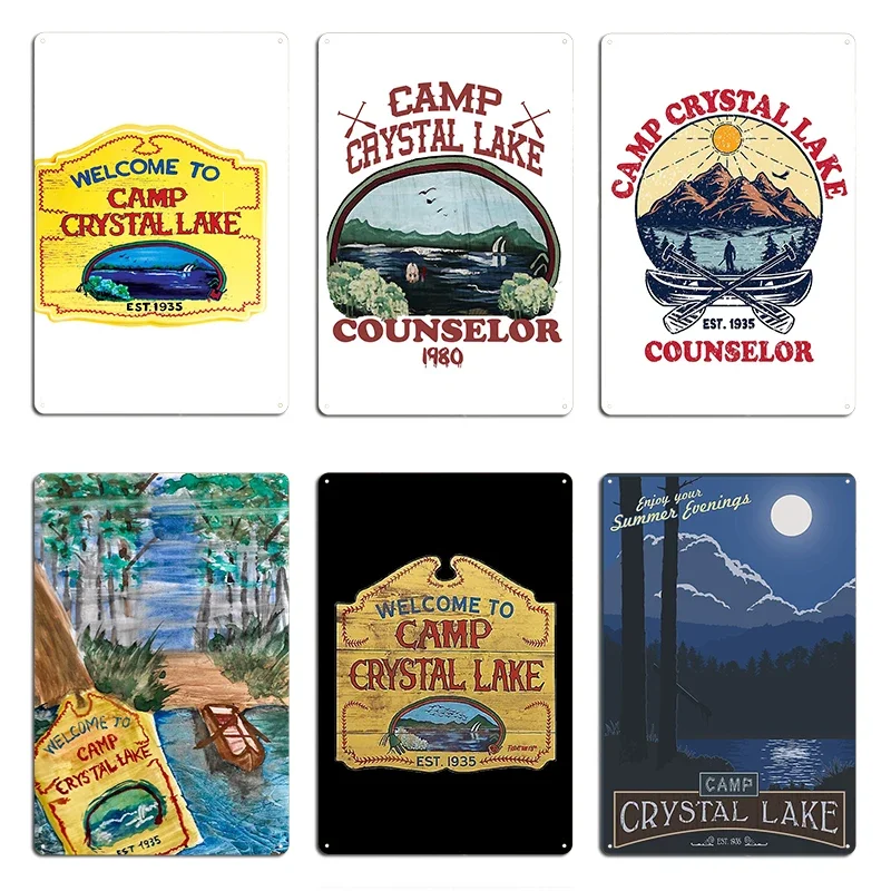 مخيم كريستال بحيرة لوحة معدنية ملصق مخصص اللوحة المرآب كهف سينما تين تسجيل #1