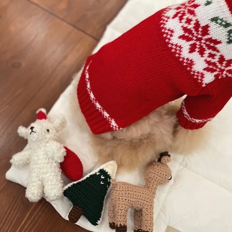 Autumn Winter Pet Festive Spring Festival Christmas Two-Legged Sweater Small And Medium-Sized Dog Warm Knit Clothes