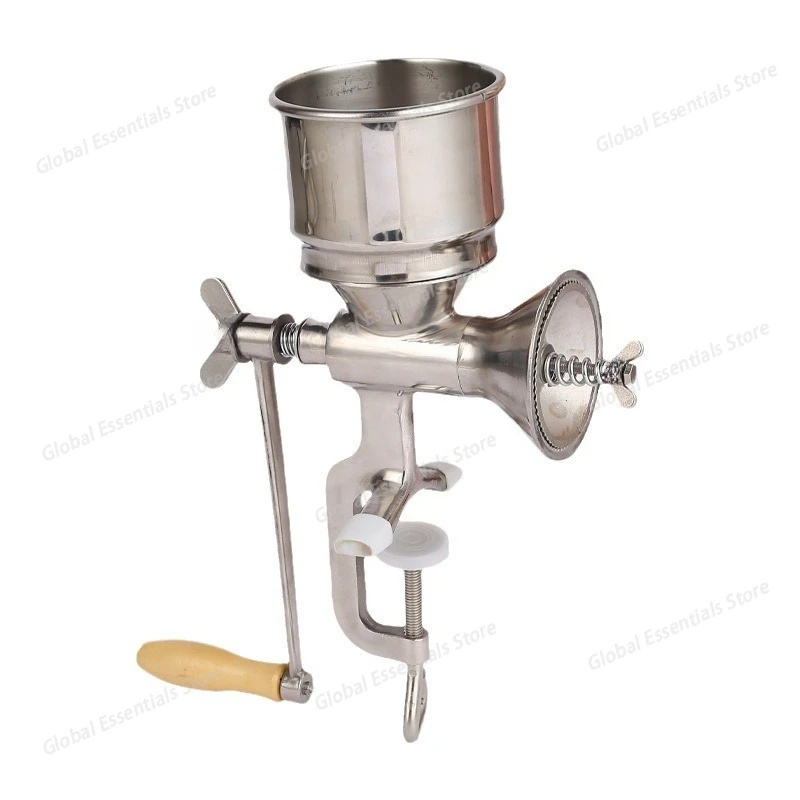 

Hand Crank Grain Mill Tin Plating Cast Iron Hand Operated Corn Grinder Manual Mill for Oats Wheat Coffee Nuts Rice Flour Home
